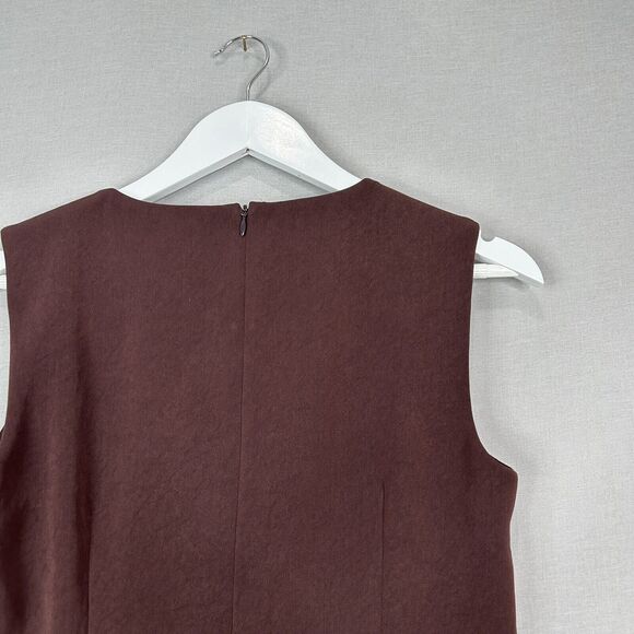 MM.Lafleur Top Womens 4 Brown Ada Twill Peplum Blouse Asymmetric Tank Minimalist - Picture 6 of 11